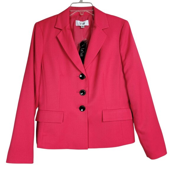 Le Suit Jacket Skirt Suit Womens 10 Pink Black 2PC Business Casual Career Office - Picture 15 of 16